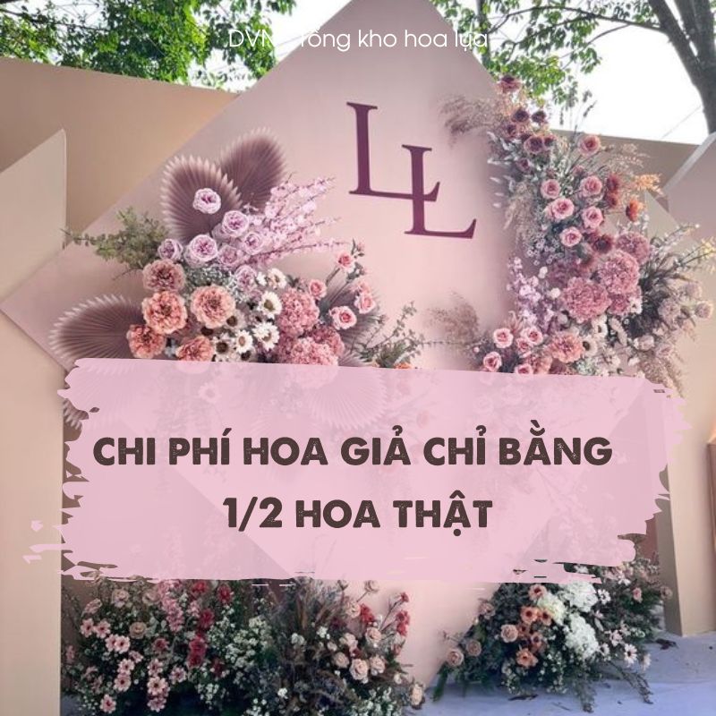 xu hướng decor tiệc cưới, sự kiện bằng hoa giả giá rẻ - DVN 1