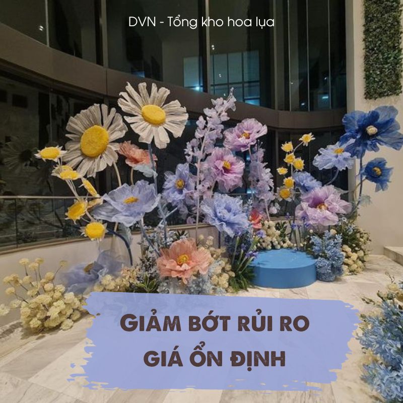 xu hướng decor tiệc cưới, sự kiện bằng hoa giả giá rẻ - DVN 2