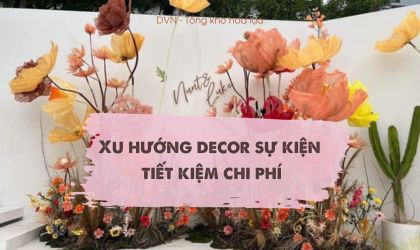 xu hướng decor tiệc cưới, sự kiện bằng hoa giả giá rẻ - DVN