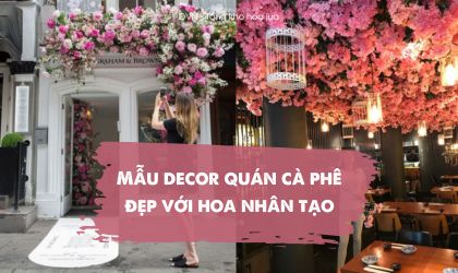mẫu decor quán cà phê cửa hàng từ anh đào, anh đào chùm - DVN tông kho hoa lụa 4