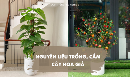 nguyên liệu dùng để cắm trồng cây hoa giả - DVn tổng kho hoa lụa 11