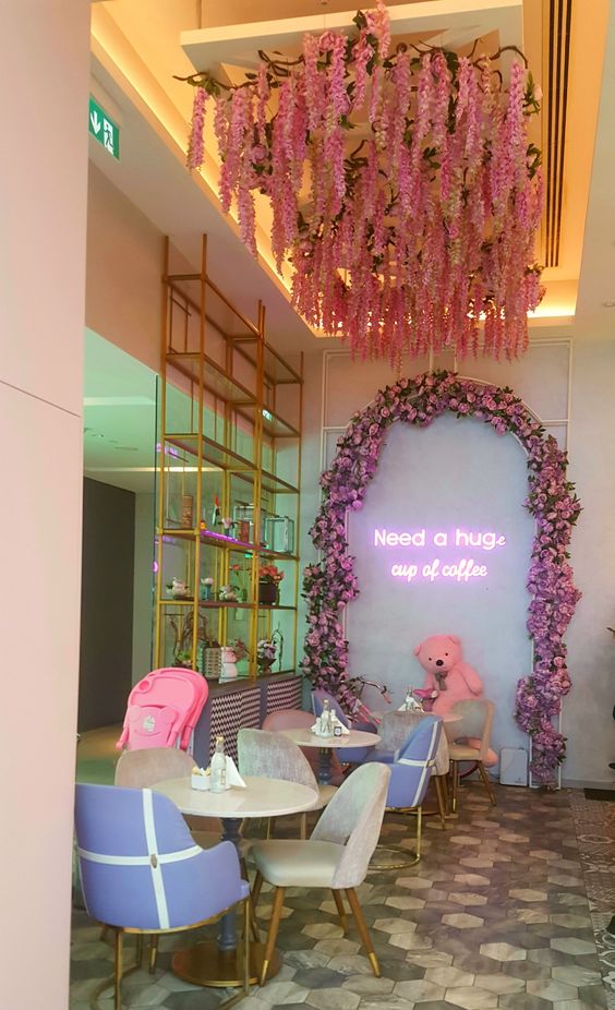 mẫu decor quán cà phê cửa hàng từ anh đào, anh đào chùm - DVN tông kho hoa lụa 4