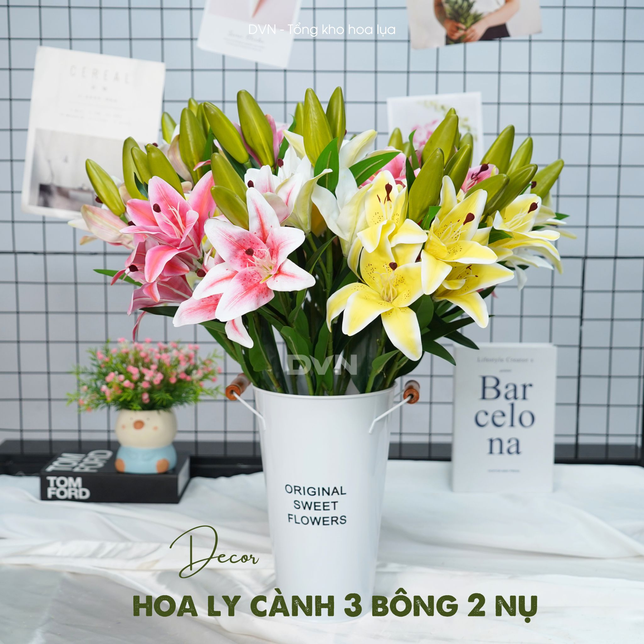 ứng dụng hoa ly nhân tạo giá rẻ - DVN tổng kho hoa lụa